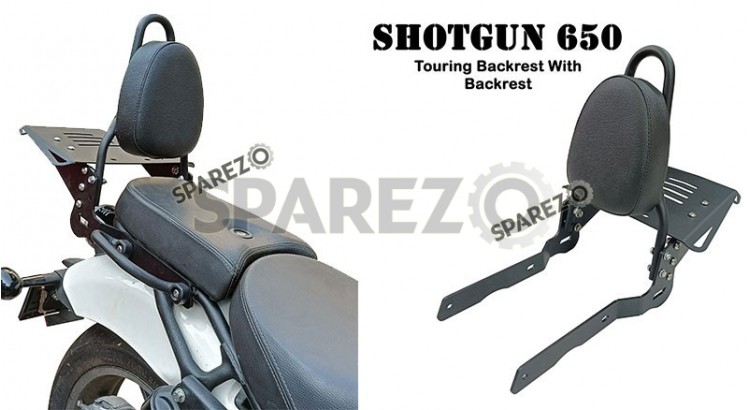 Fit For Royal Enfield Shotgun 650 Touring Backrest With Luggage Rack Black - SPAREZO